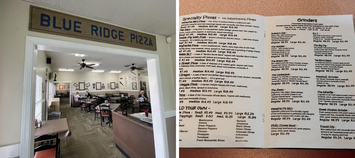 Blue Ridge Pizza Company Menu