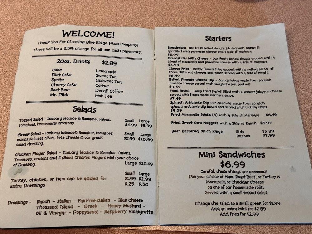 Blue Ridge Pizza Company Menu image 3