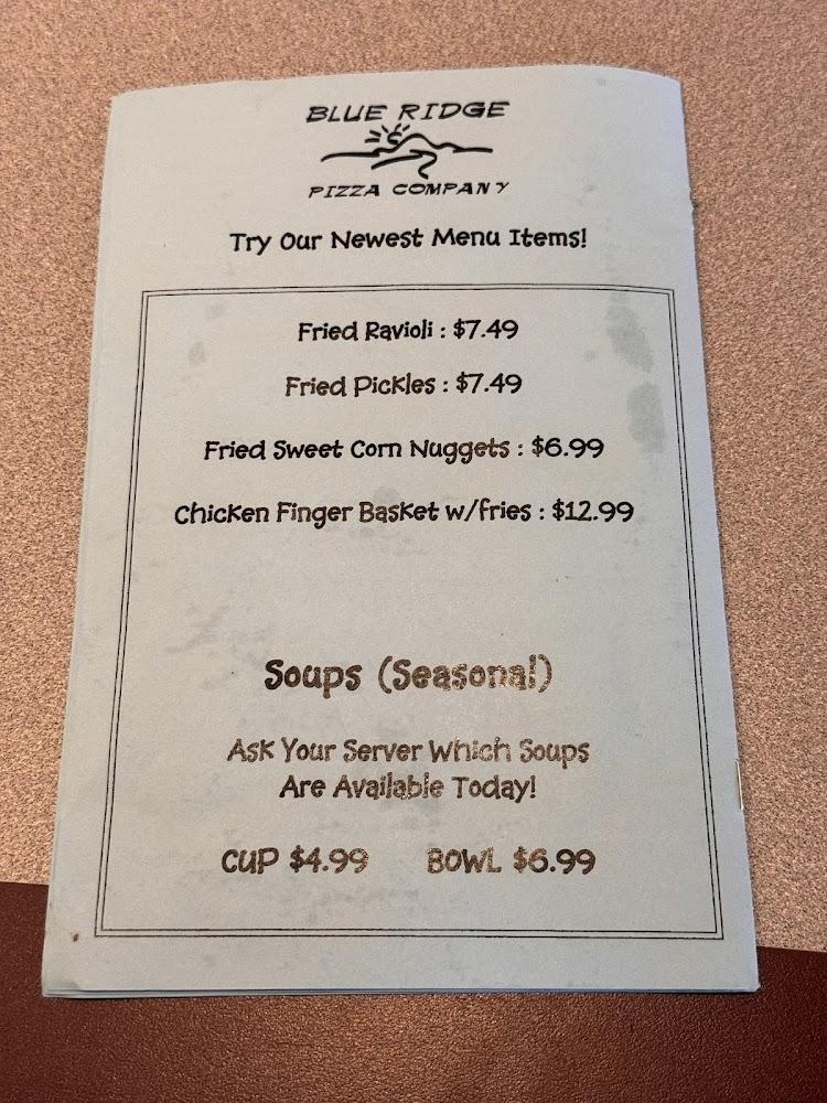 Blue Ridge Pizza Company Menu image 4